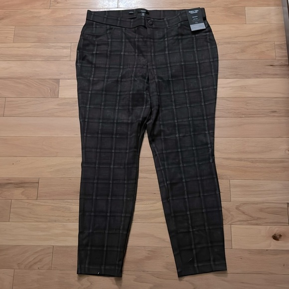 Simply Vera Vera Wang Pants - Simply Vera | Vera Wang | Skinny Mid Rise Pants | Brown/Black Plaid | XXL Short